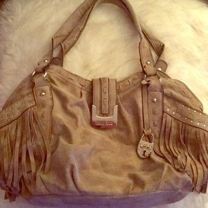Tan Suede Fringe Penny Sue Handbag